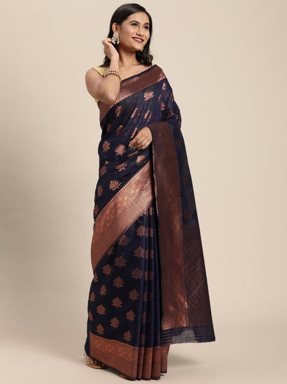 Dhiyona GR Women's Tahira Berry Blue Silk Blend Saree