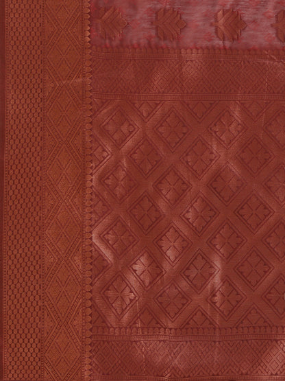 Dhiyona GR Women's Tahira Carmine Maroon Silk Blend Saree