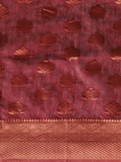 Dhiyona GR Women's Tahira Carmine Maroon Silk Blend Saree