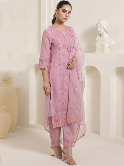 Women Floral Embroidered Kurta With Trousers & Dupatta Kurta Sets