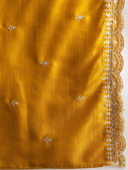 Dhiyona IE Women Ethnic Motifs Embroidered Regular Thread Work Kurta with Trousers & With Dupatta
