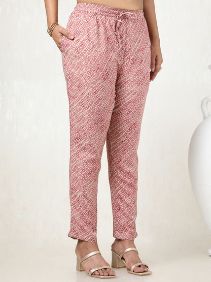 Dhiyona SO Women's Women Bandhani Printed Regular Gotta Patti Kurta with Trousers