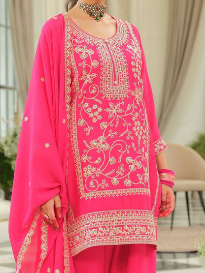 Women Ethnic Motifs Self Design Sequinned Kurta with Patiala & With Dupatta