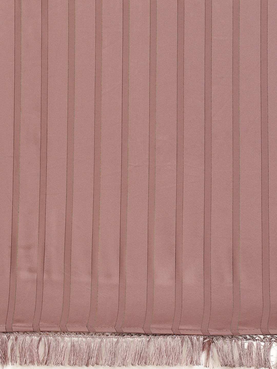 Dhiyona TI Women's Mauve Striped Polyester Saree with Tassels with Unstitched Blouse