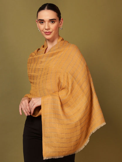 Dhiyona PA Striped Woven Design Woollen Reversible Shawl