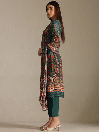 Dhiyona SO Women's Women Ethnic Motifs Printed Beads and Stones Kurta with Trousers & Dupatta
