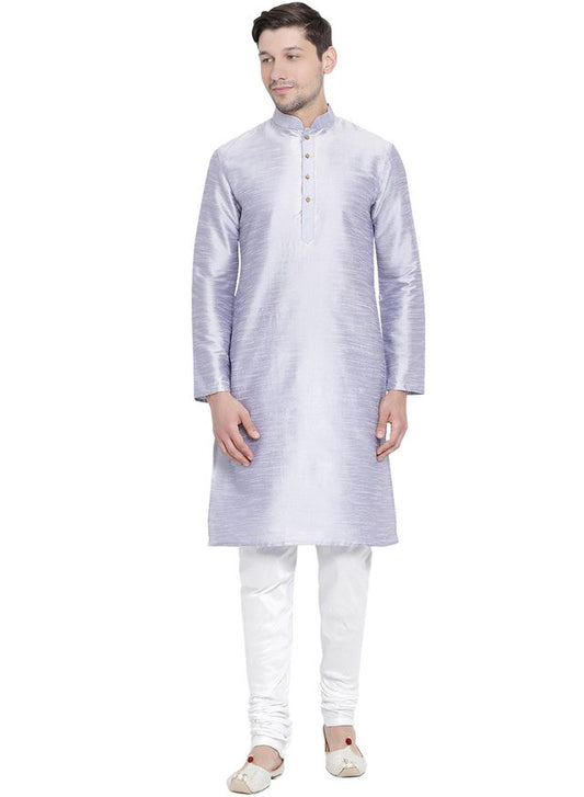 Men's Light Blue Silk Blend Straight Kurta Pyjama Set