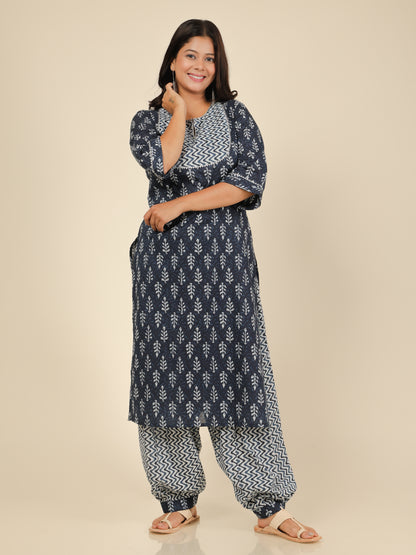 Women's Cotton Blue Straight Kurta