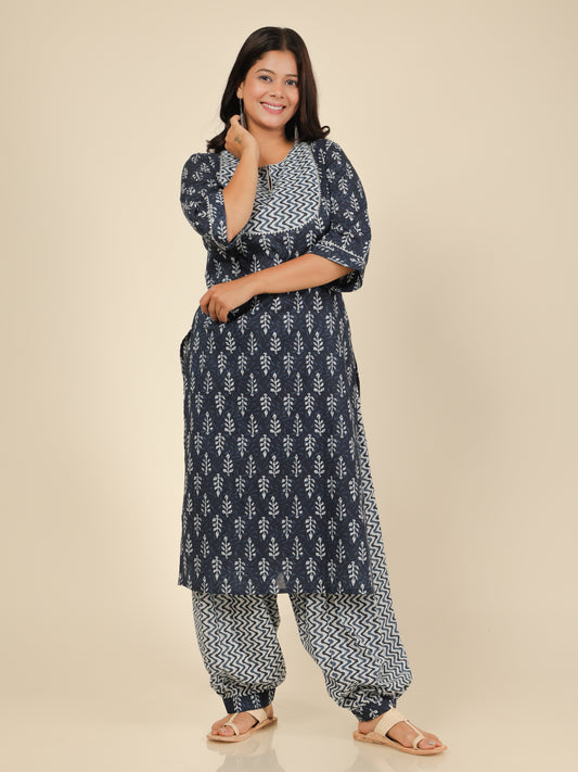 Women's Cotton Blue Straight Kurta