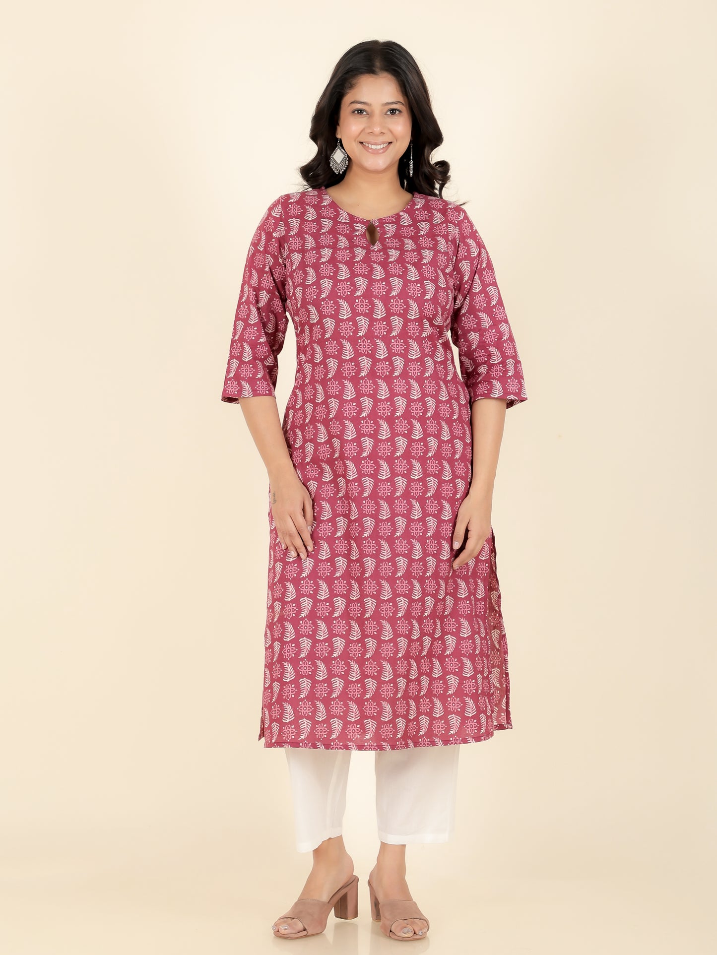 Women's Cotton Red Straight Kurta