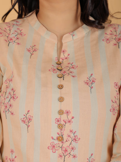 Women's Linen Orange Straight Kurta