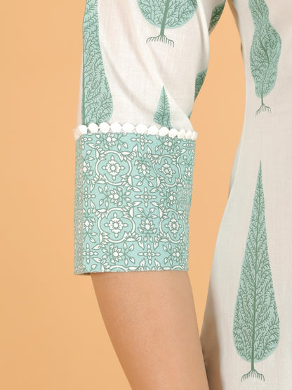 Women's Cotton White Straight Kurta