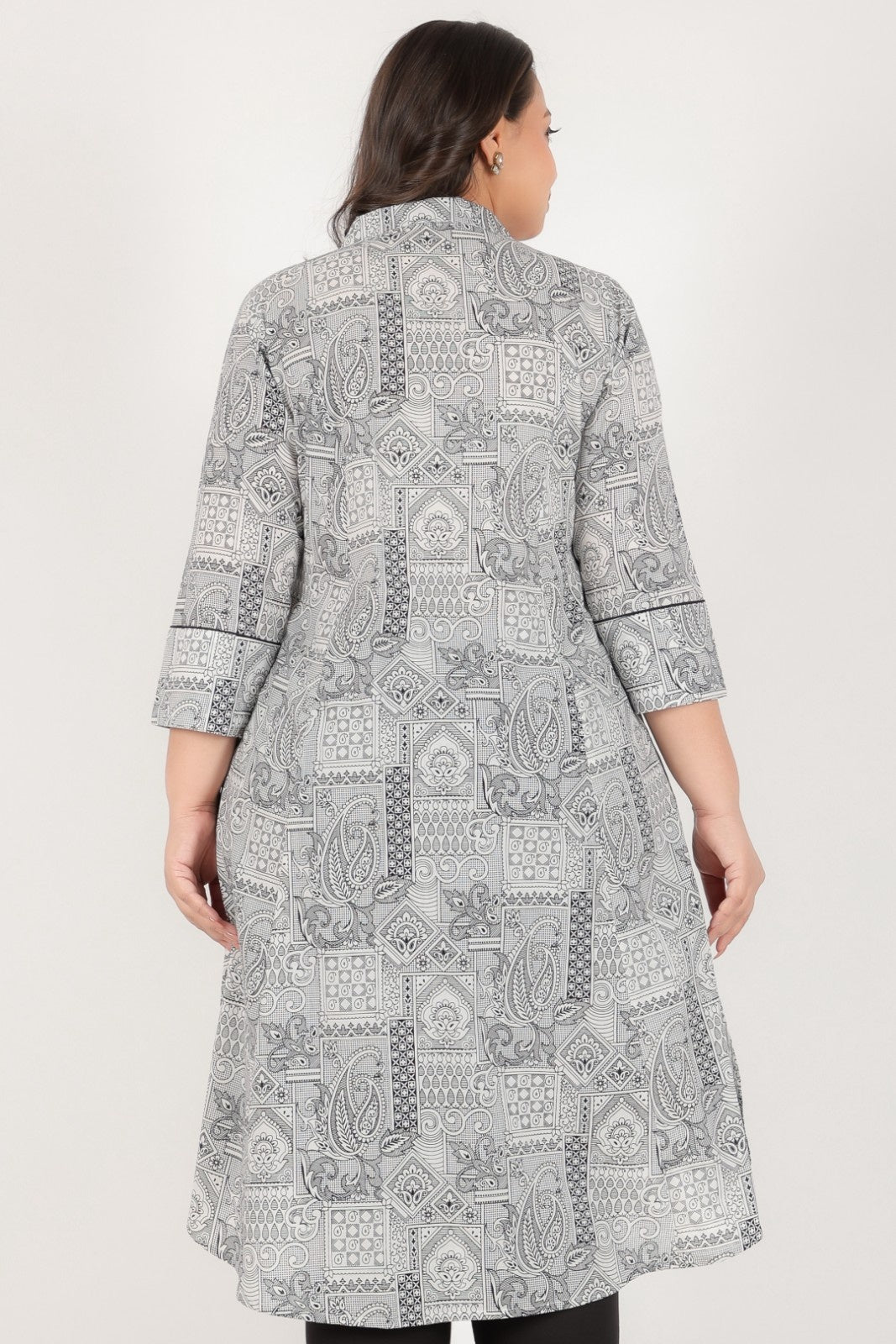 Women's Cotton Black High Low Kurta