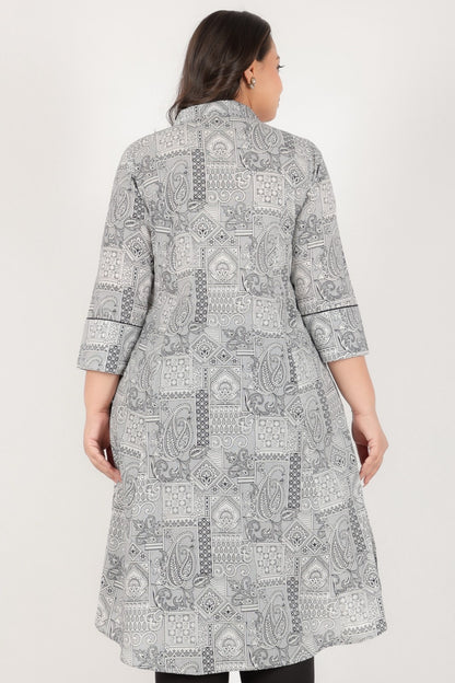 Women's Cotton Black High Low Kurta