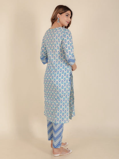 Women's Cotton White Straight Kurta Set