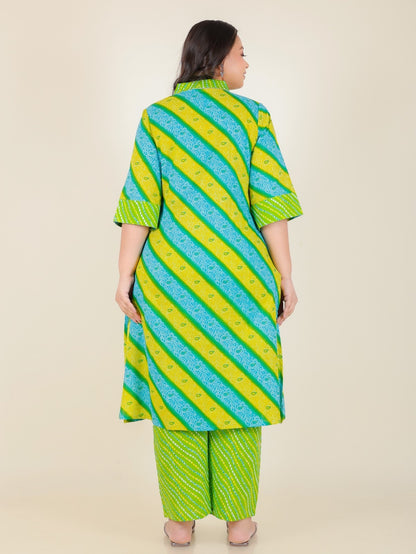 Women's Cotton Green Straight Kurta Set