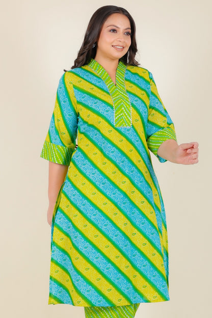 Women's Cotton Green Straight Kurta