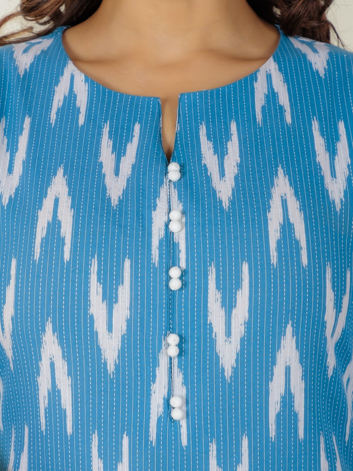 Women's Cotton Blue A-line Kurta