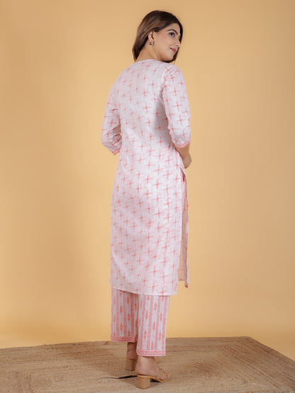 Women's Cotton Orange Straight Kurta Set