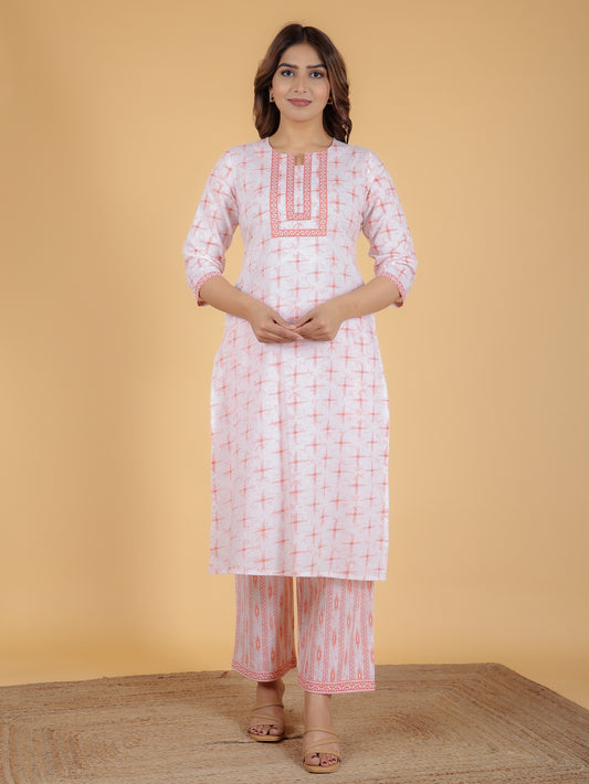 Women's Cotton Orange Straight Kurta