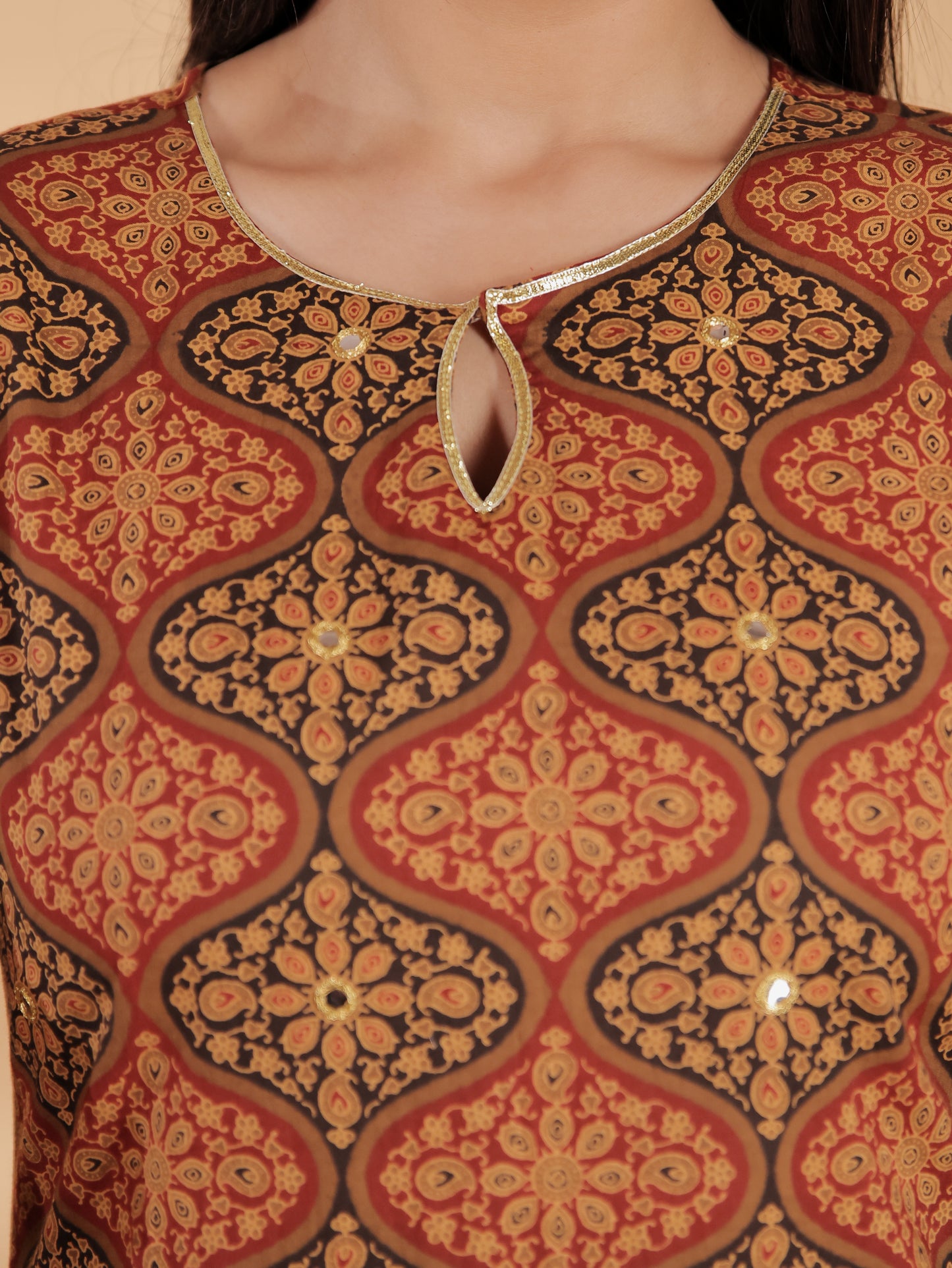 Women's Cotton Brown Straight Kurta Set