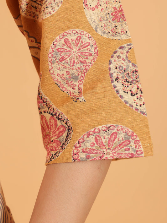Women's Linen Yellow Straight Kurta