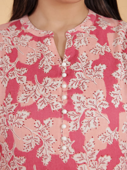 Women's Linen Pink Straight Kurta Set