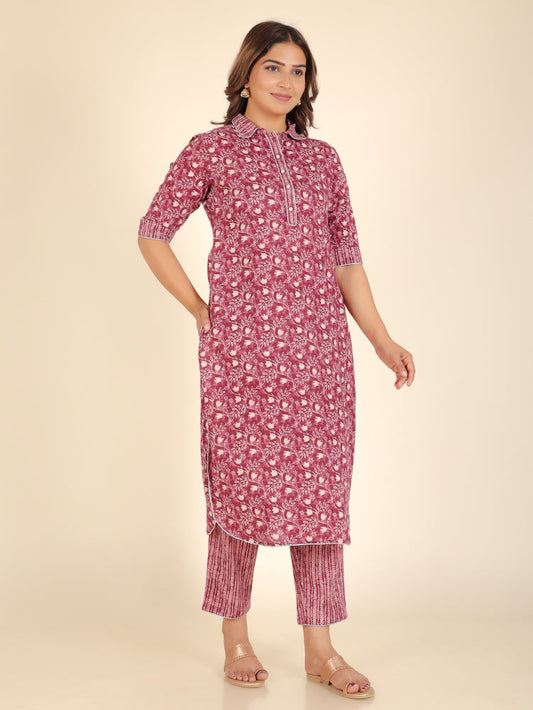 Women's Cotton Purple Pathani Kurta