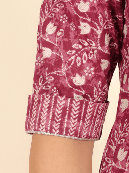 Women's Cotton Purple Pathani Kurta
