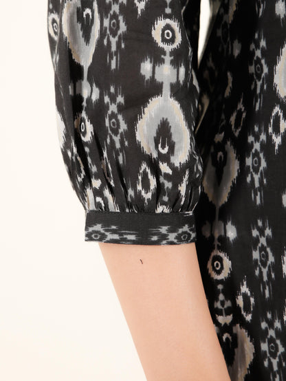 Women's Cotton Black Straight Kurta