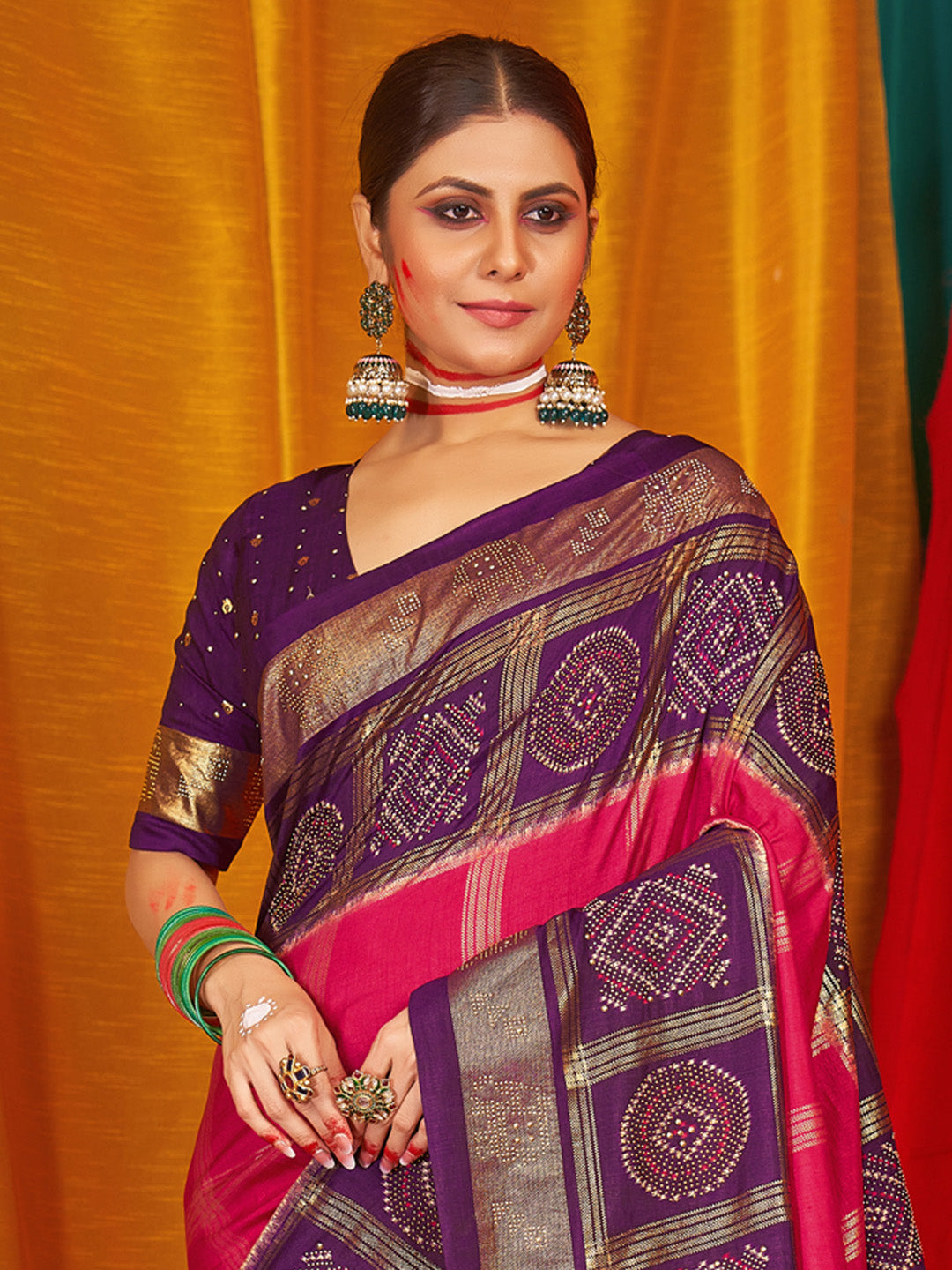 Women's Tussar Silk Purple Woven Design Designer Saree With Blouse Piece
