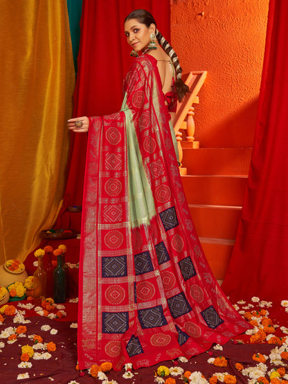 Women's Tussar Silk Red Woven Design Designer Saree With Blouse Piece