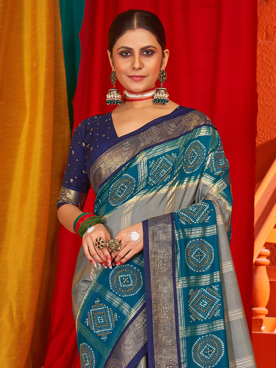 Women's Tussar Silk Navy Blue Woven Design Designer Saree With Blouse Piece