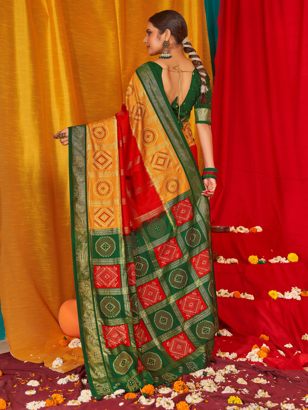Women's Tussar Silk Green Woven Design Designer Saree With Blouse Piece