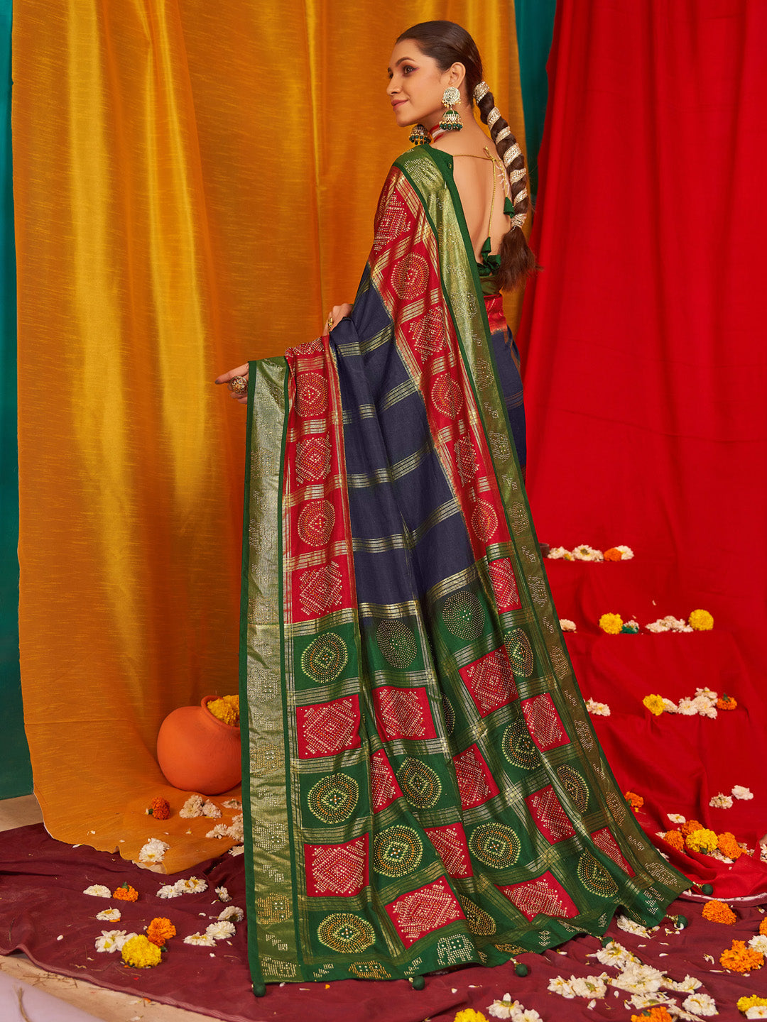Women's Tussar Silk Green Woven Design Designer Saree With Blouse Piece