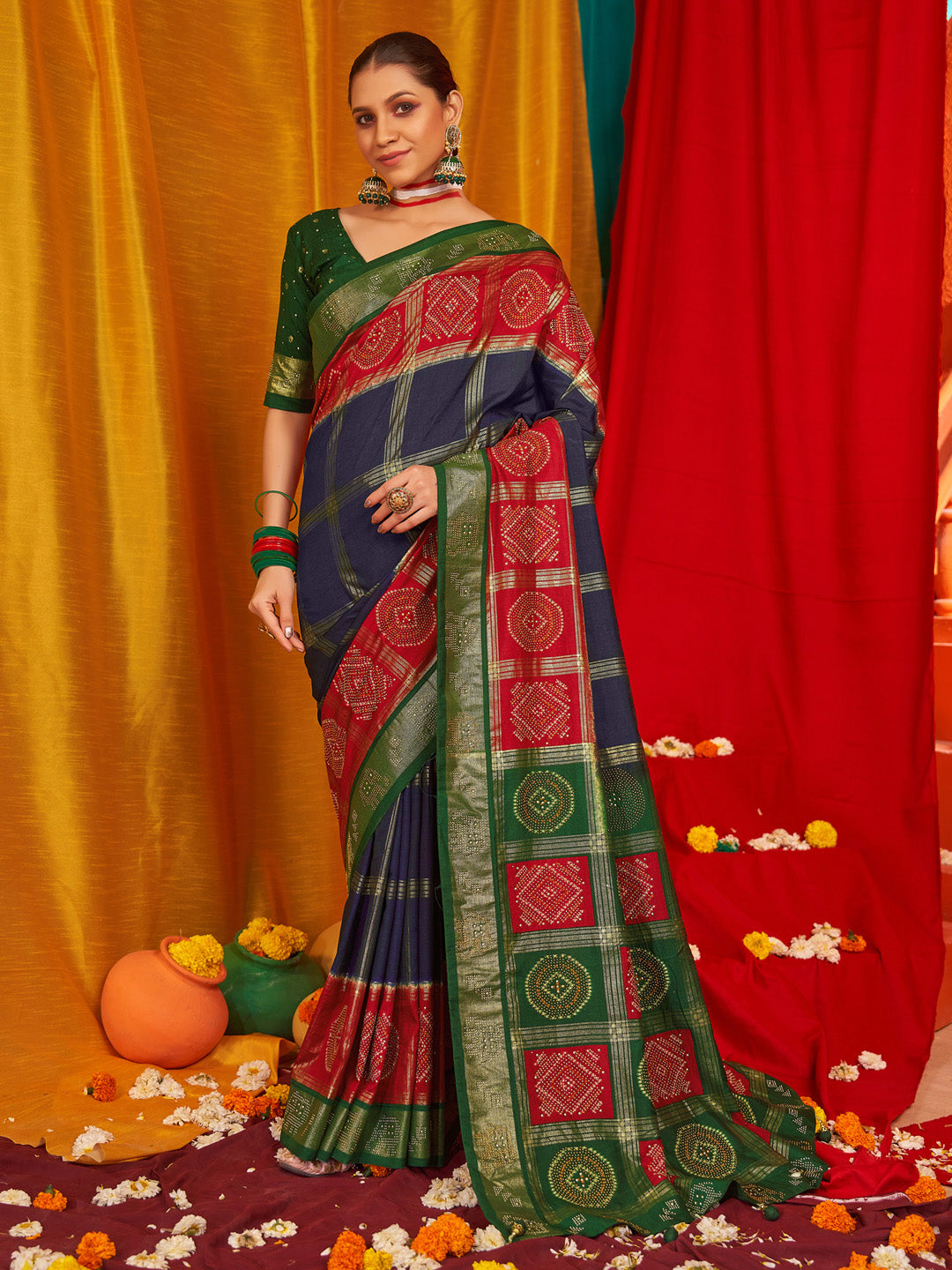 Women's Tussar Silk Green Woven Design Designer Saree With Blouse Piece
