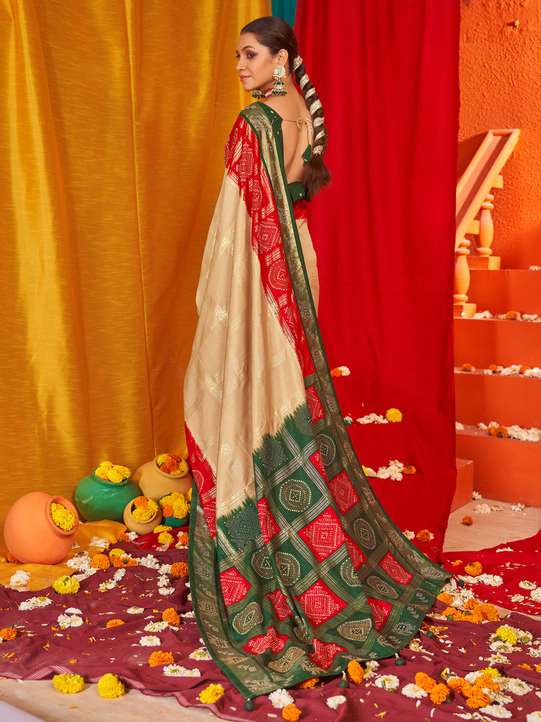 Women's Tussar Silk Green Woven Design Designer Saree With Blouse Piece