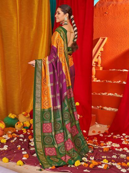 Women's Tussar Silk Green Woven Design Designer Saree With Blouse Piece