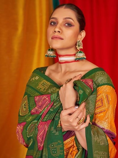 Women's Tussar Silk Green Woven Design Designer Saree With Blouse Piece