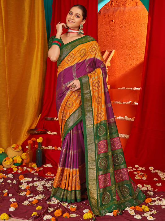 Women's Tussar Silk Green Woven Design Designer Saree With Blouse Piece
