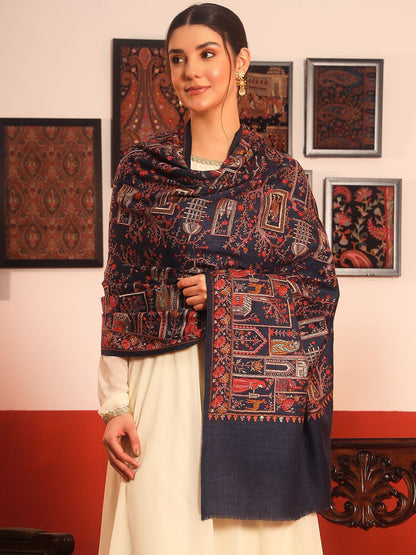 Dhiyona PA Arwina Pure Wool Ethnic Motifs Embroidered Shawl
