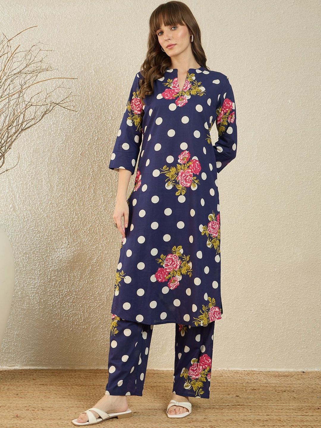 Floral Printed Pure Cotton Kurta With Trouser