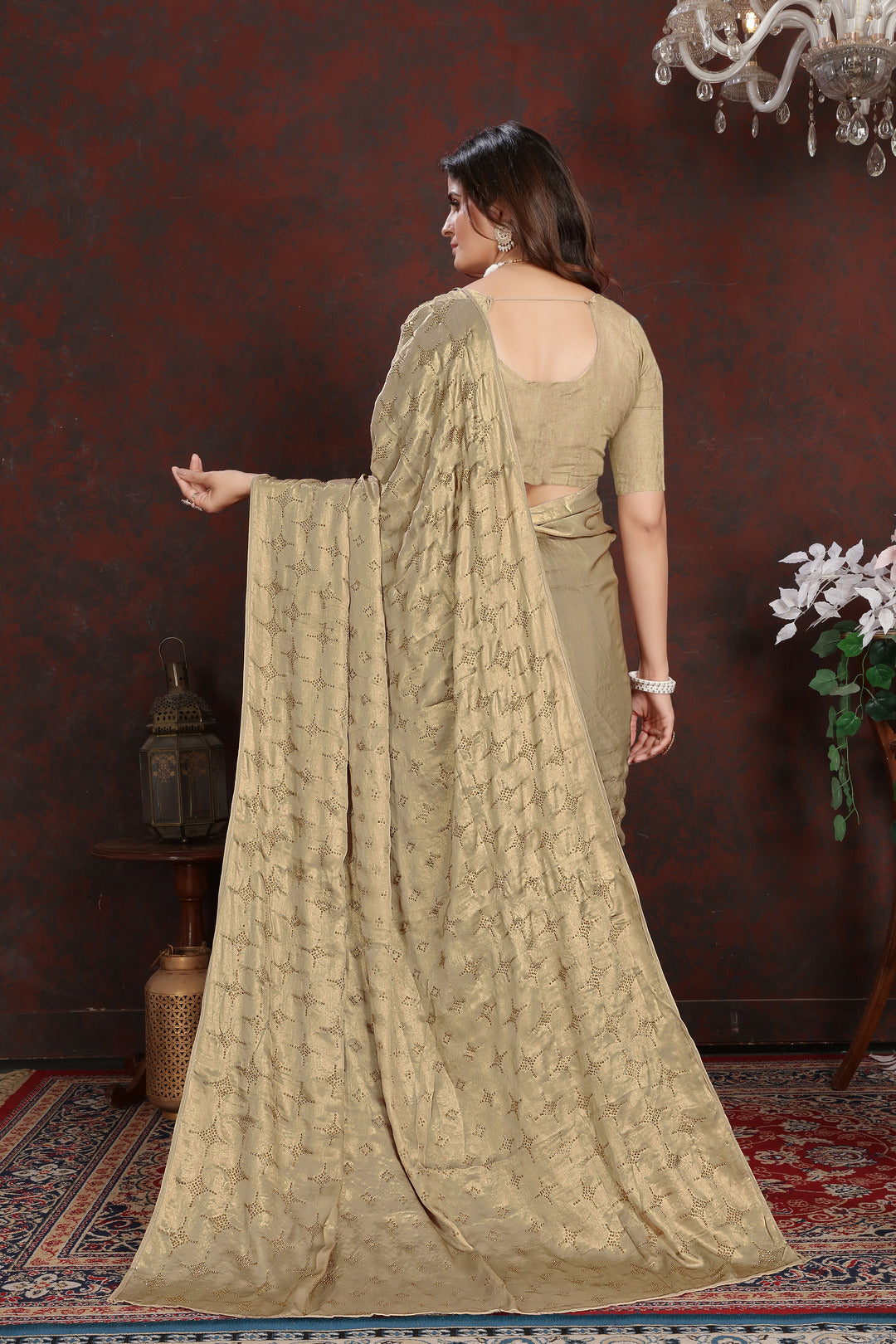 Dhiyona GR Women's Twilight Gold Satin Silk Saree