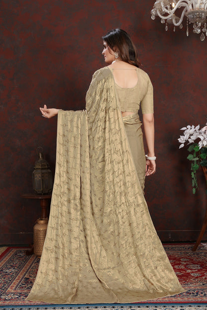 Dhiyona GR Women's Twilight Gold Satin Silk Saree