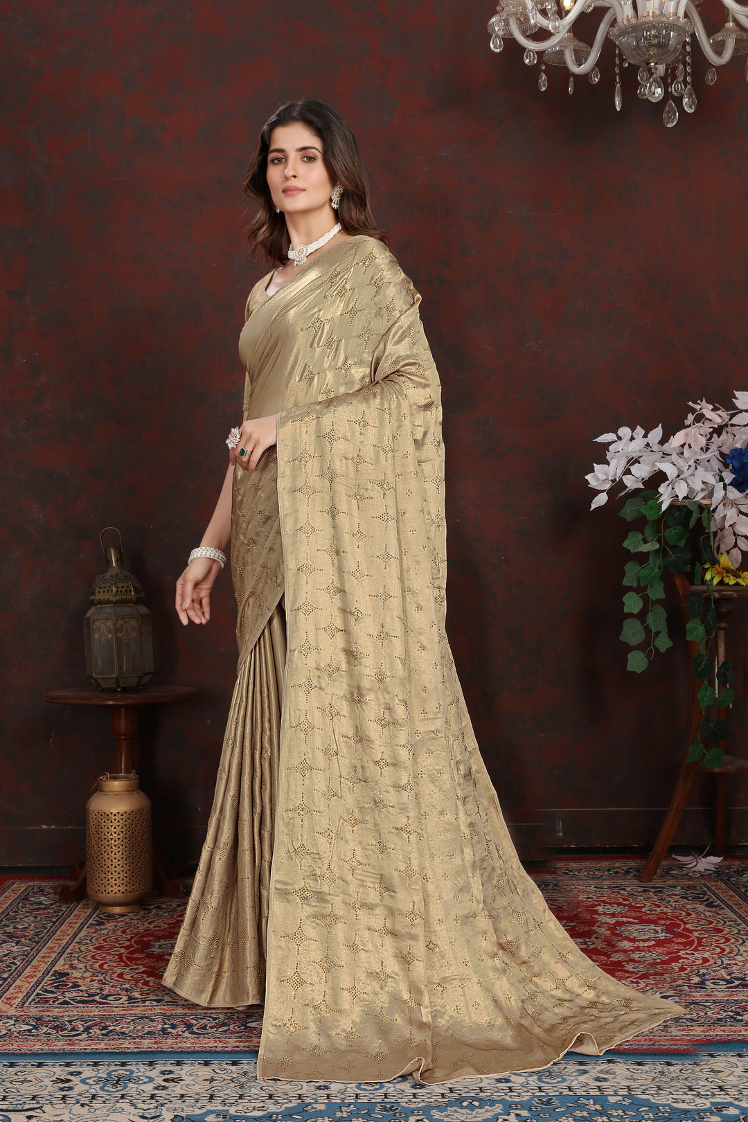 Dhiyona GR Women's Twilight Gold Satin Silk Saree