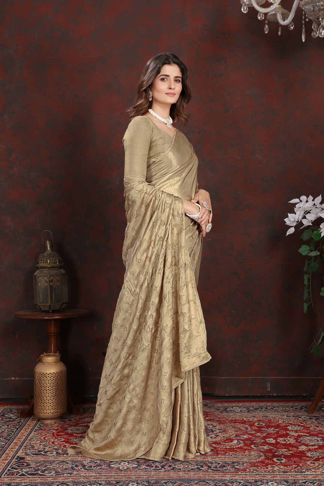 Dhiyona GR Women's Twilight Gold Satin Silk Saree