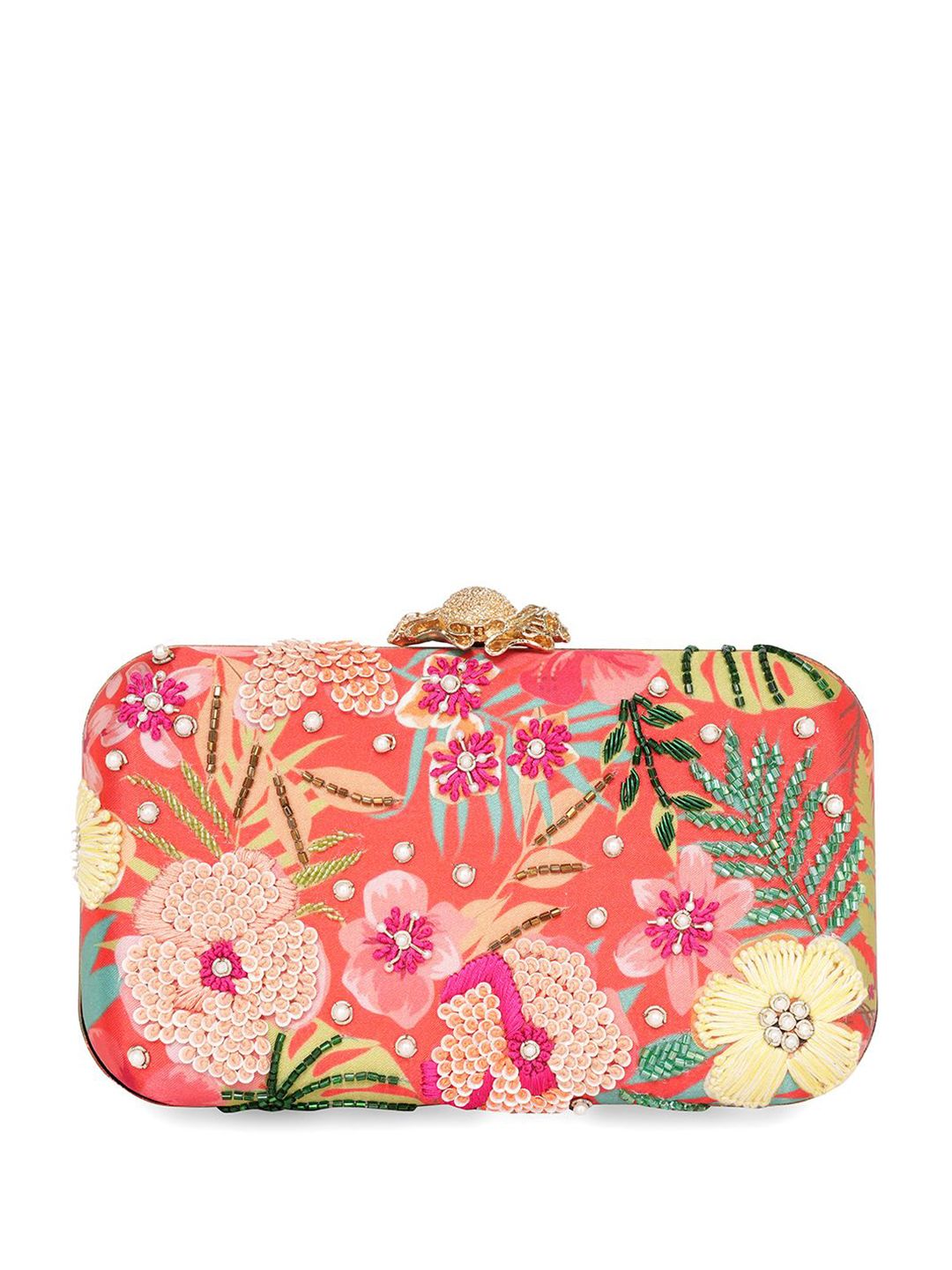 Dhiyona NR Floral Embroidered Clutch with Beaded Detail