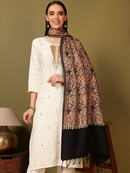 Dhiyona PA Floral Embroidered Zari Shawl
