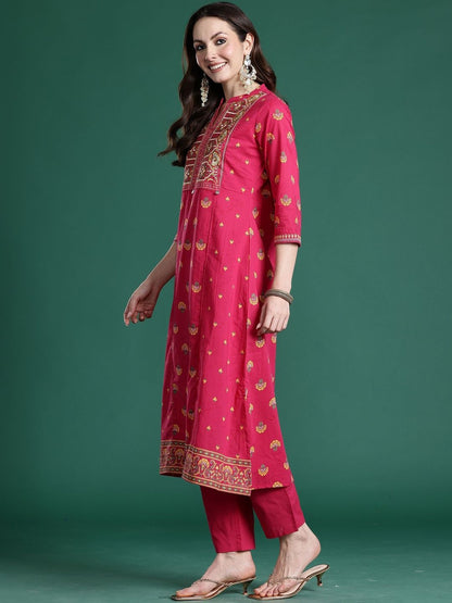 Ethnic Motifs Printed Regular Pure Cotton Kurta With Trouser