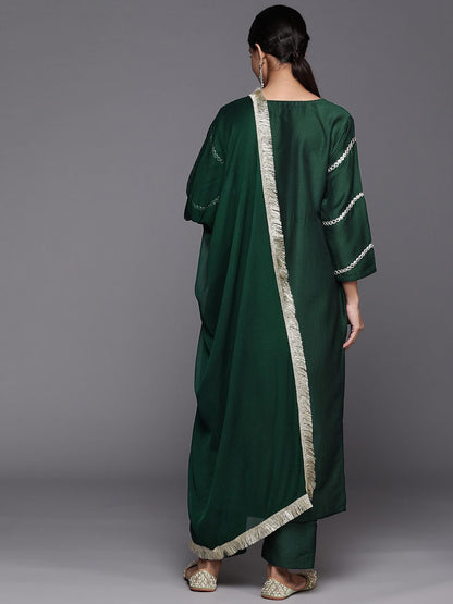 Dhiyona VA Women's Geometric Embroidered Kurta with Trousers & Dupatta